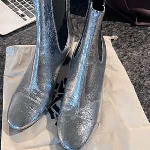 Silver Metallic Isabel Marant Chelsea Boots Sz 38 NWOB